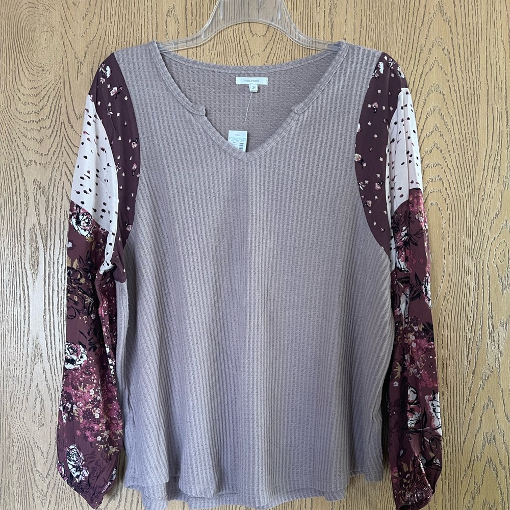 Maurices waffle shirt with blouse sleeves